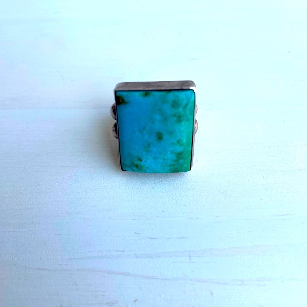 Designer turquoise solid sterling silver ring - Picture 9 of 13